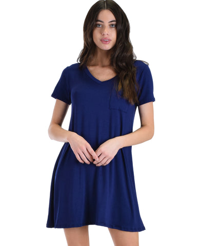 Lyss Loo Navy Better Together Shirt Tunic Dress With Pocket