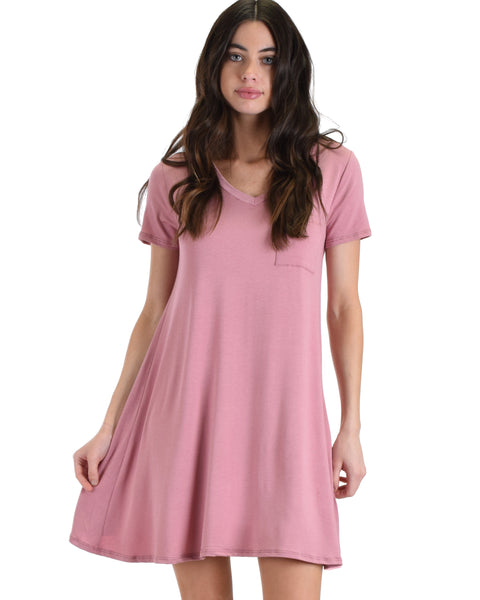 Lyss Loo Rose Better Together Shirt Tunic Dress With Pocket