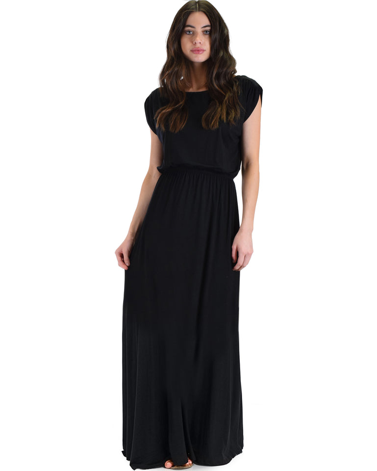 chinese dress ladies Strappy Side Slit Maxi Dress in Black main image 0
