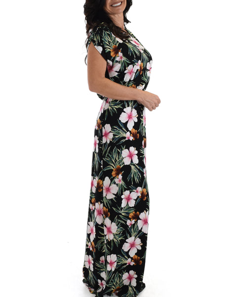 Lyss Loo Black Tropical Timeless Maxi Dress. Available In Plus Sizes.