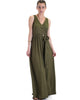 Lyss Loo All Mine Sleeveless Crossover Olive Wrap Maxi Dress - Lyss Loo