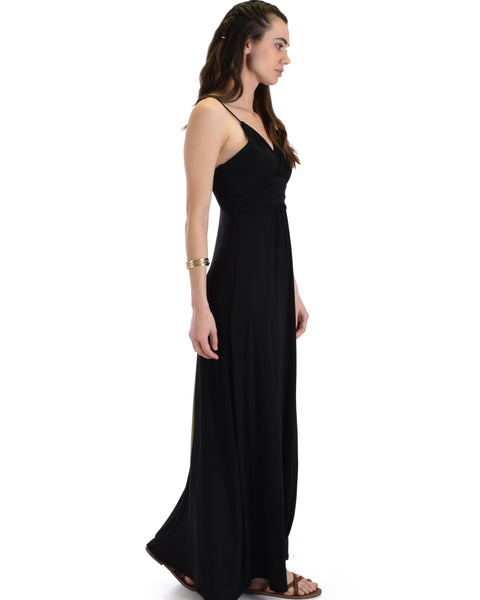 Lyss Loo Wanderlust Sweetheart Black Shift Maxi Dress