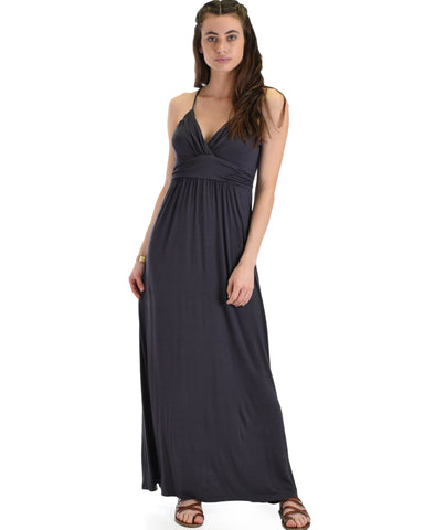 Lyss Loo Wanderlust Sweetheart Charcoal Shift Maxi Dress