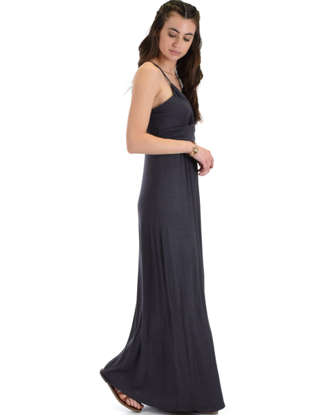 Lyss Loo Wanderlust Sweetheart Charcoal Shift Maxi Dress