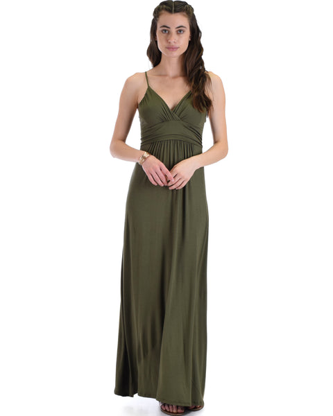 Lyss Loo Wanderlust Sweetheart Olive Shift Maxi Dress