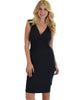 Lyss Loo Steal A Kiss Black V-neck Bodycon Midi Dress - Lyss Loo