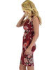 Lyss Loo Steal A Kiss Burgundy Floral V-neck Bodycon Midi Dress - Lyss Loo