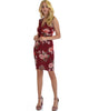 Lyss Loo Steal A Kiss Burgundy Floral V-neck Bodycon Midi Dress - Lyss Loo