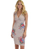 Lyss Loo Steal A Kiss Taupe Floral V-neck Bodycon Midi Dress - Lyss Loo