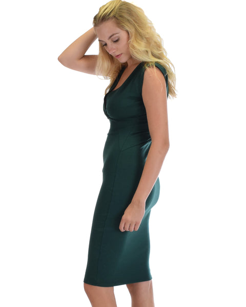 Lyss Loo Steal A Kiss Green V-neck Bodycon Midi Dress