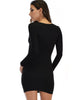 Heart's Content Long Sleeve Cross Straps Black Bodycon Dress - Lyss Loo