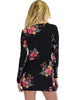 Heart's Content Long Sleeve Cross Straps Black Floral Print Bodycon Dress - Lyss Loo