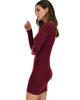 Heart's Content Long Sleeve Cross Straps Burgundy Bodycon Dress - Lyss Loo