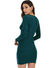 Heart's Content Long Sleeve Cross Straps Green Bodycon Dress - Lyss Loo