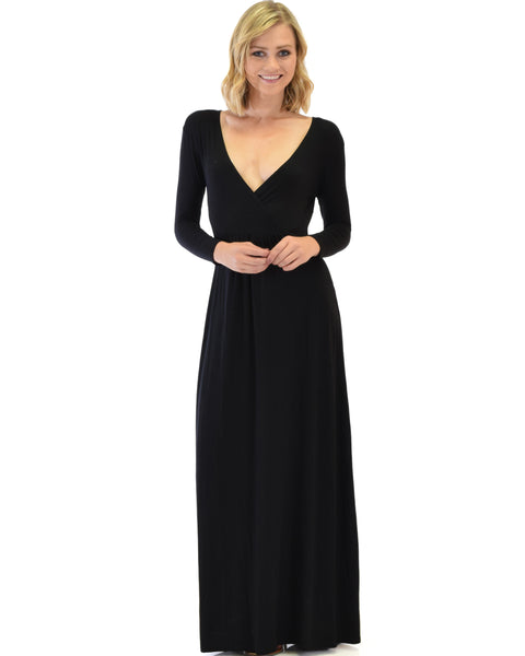 Sweetest Kiss Long Sleeve Black Maxi Dress