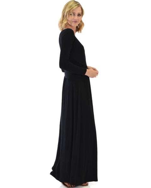 Sweetest Kiss Long Sleeve Black Maxi Dress