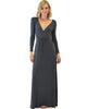 Sweetest Kiss Long Sleeve Charcoal Maxi Dress - Lyss Loo