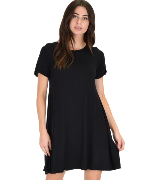 Reporting For Cutie Black T-Shirt Tunic Dress