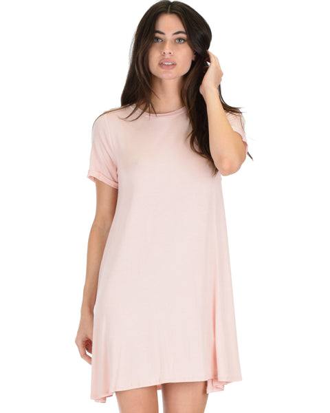 Reporting For Cutie Pink T-Shirt Tunic Dress