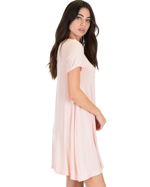 Reporting For Cutie Pink T-Shirt Tunic Dress