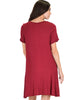 Reporting For Cutie Burgundy T-Shirt Tunic Dress - Back Image