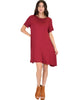 Reporting For Cutie Burgundy T-Shirt Tunic Dress - Full Image