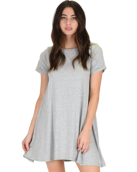 Reporting For Cutie Grey T-Shirt Tunic Dress