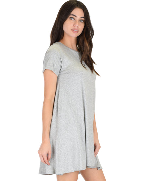 Reporting For Cutie Grey T-Shirt Tunic Dress