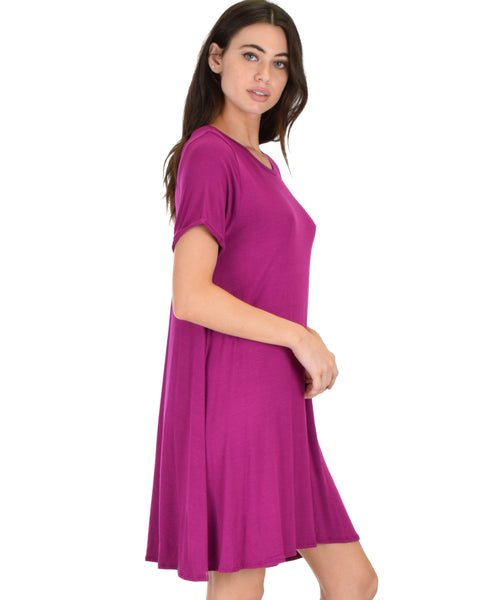 Reporting For Cutie Magenta T-Shirt Tunic Dress