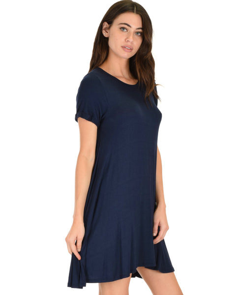 Reporting For Cutie Navy T-Shirt Tunic Dress