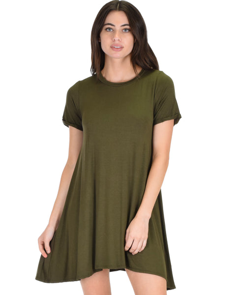 Reporting For Cutie Olive T-Shirt Tunic Dress