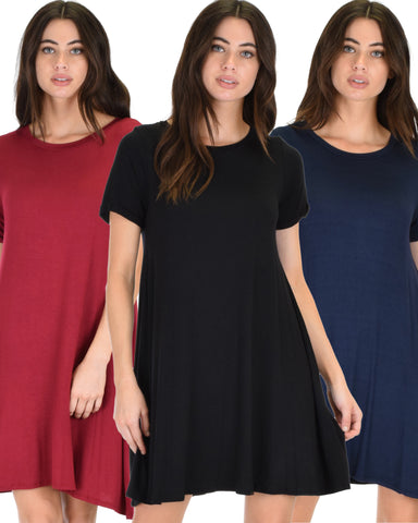 3 Pack Reporting For Cutie T-Shirt Tunic Dress