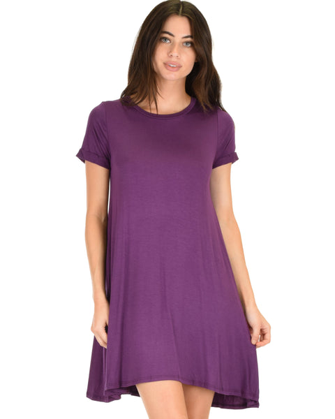 Reporting For Cutie Purple T-Shirt Tunic Dress