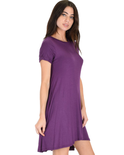 Reporting For Cutie Purple T-Shirt Tunic Dress