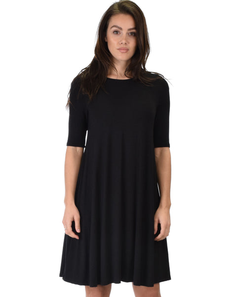 Reporting For Cutie 3/4 Sleeve Black T-Shirt Tunic Dress