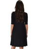 Reporting For Cutie 3/4 Sleeve Black T-Shirt Tunic Dress - Back Image