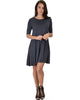 Reporting For Cutie 3/4 Sleeve Charcoal T-Shirt Tunic Dress - Full Image