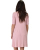 Reporting For Cutie 3/4 Sleeve Mauve T-Shirt Tunic Dress - Back Image