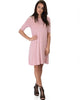 Reporting For Cutie 3/4 Sleeve Mauve T-Shirt Tunic Dress - Full Image