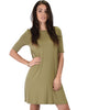 Reporting For Cutie 3/4 Sleeve Olive T-Shirt Tunic Dress - Main Image