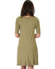 Reporting For Cutie 3/4 Sleeve Olive T-Shirt Tunic Dress - Back Image