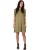 Reporting For Cutie 3/4 Sleeve Olive T-Shirt Tunic Dress - Full Image