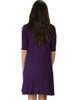 Reporting For Cutie 3/4 Sleeve Purple T-Shirt Tunic Dress - Back Image