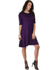 Reporting For Cutie 3/4 Sleeve Purple T-Shirt Tunic Dress - Full Image