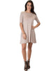 Reporting For Cutie 3/4 Sleeve Taupe T-Shirt Tunic Dress - Full Image