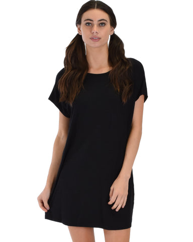 Dream Delight Cross Back Black Sleep Shirt