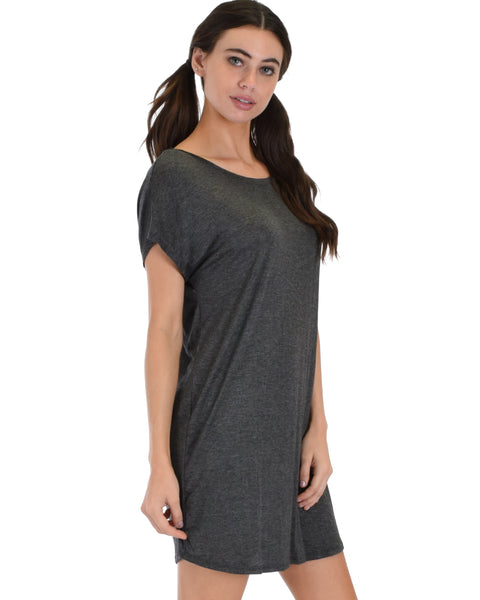 Dream Delight Cross Back Charcoal Sleep Shirt