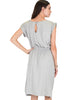 My Everyday Tie Waist Grey Midi Dress - Back Image