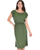 My Everyday Tie Waist Olive Midi Dress - Main Image