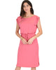 My Everyday Tie Waist Pink Midi Dress - Main Image